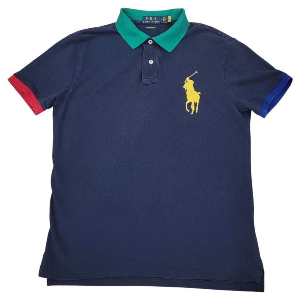 Polo Ralph Lauren Big Pony Polo Shirt Custom Slim Fit Navy Blue Men’s Medium